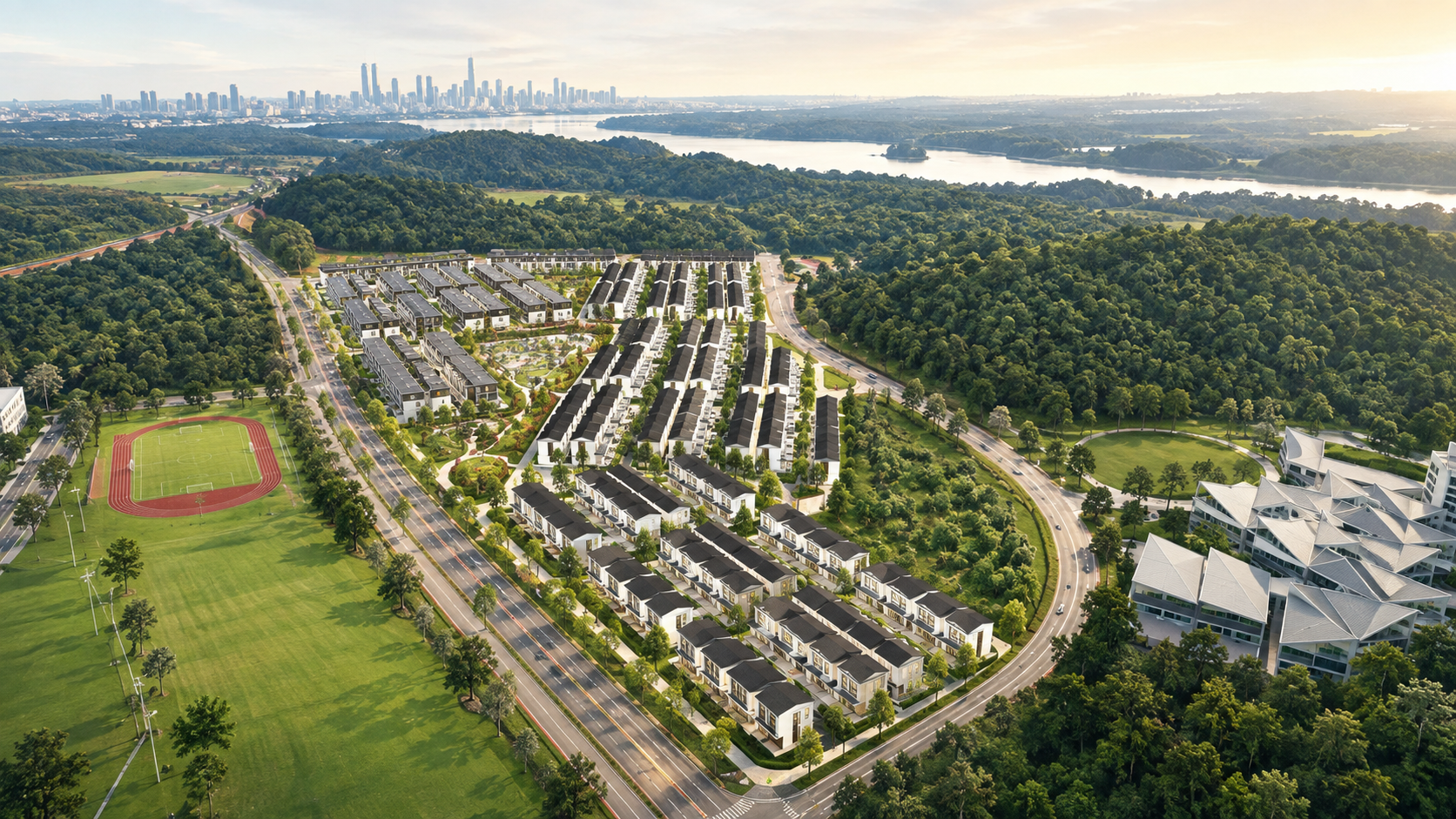 Aerial overview of the wider Ascent Park development