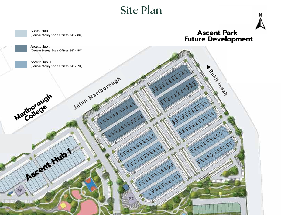 Official Ascent Hub site plan showing Ascent Hub I, II and III